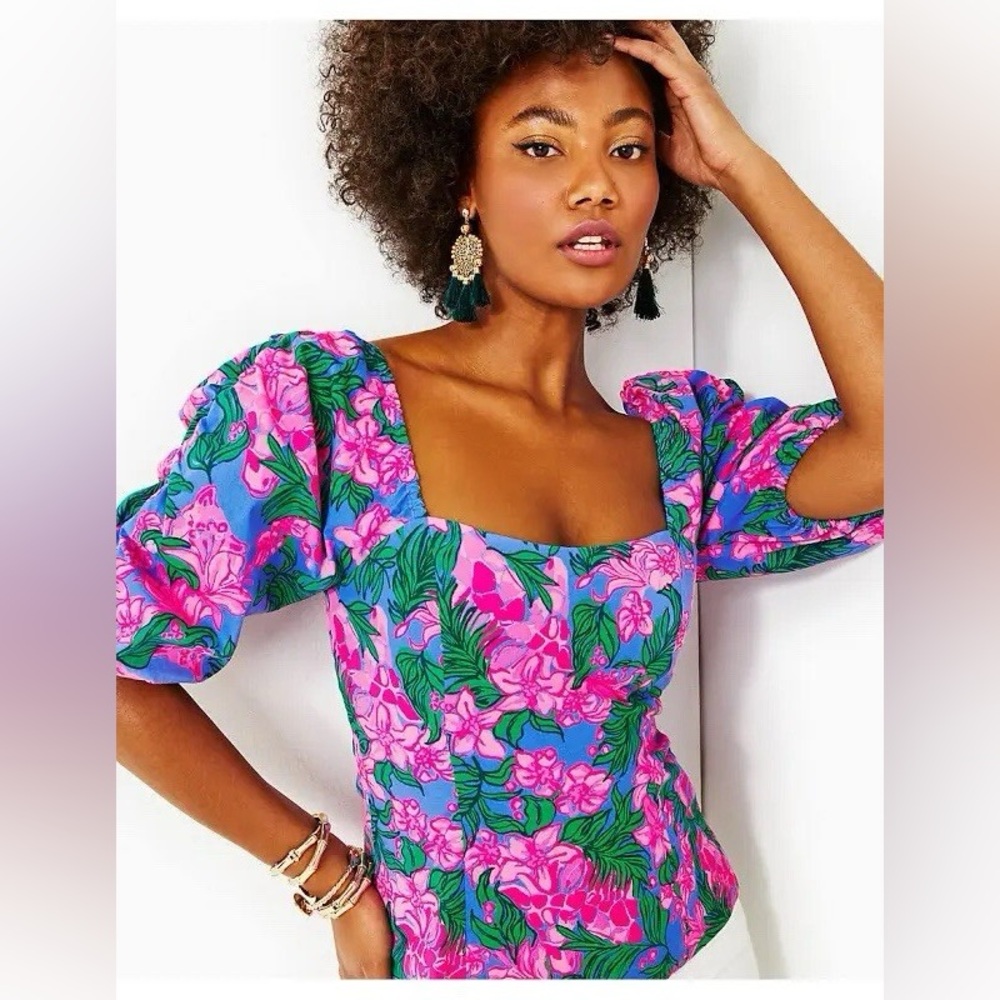 Lilly Pulitzer Bitsy Stretch Cotton‎ Top - Size 6 - Cerise Pink